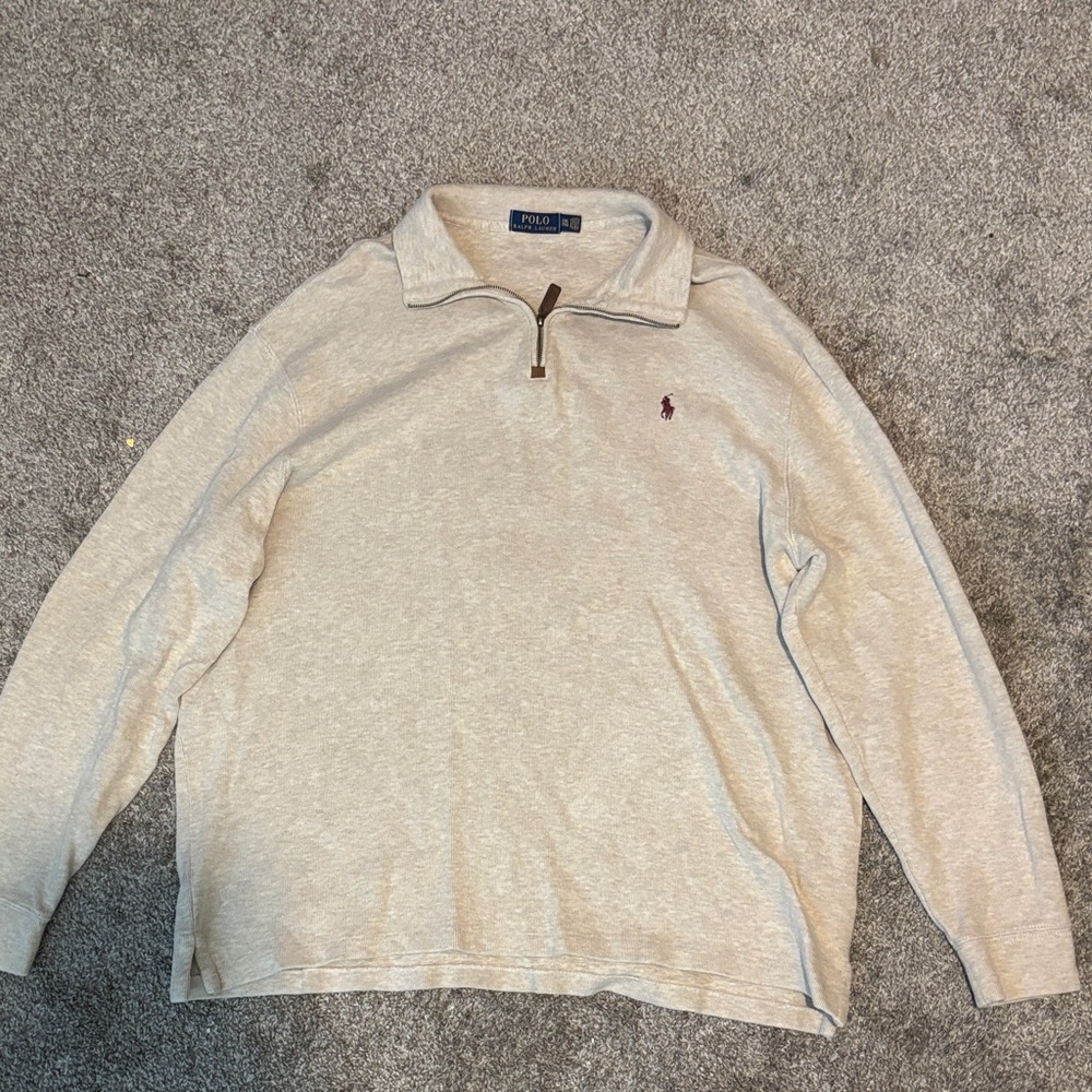 Polo by Ralph Lauren Men's Cream Quarter-Zip Sweatshirt